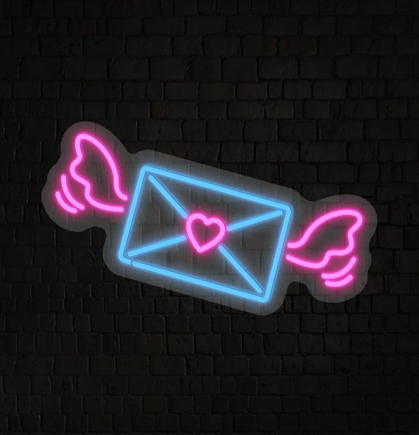 Envelope With A Heart Neon Sign