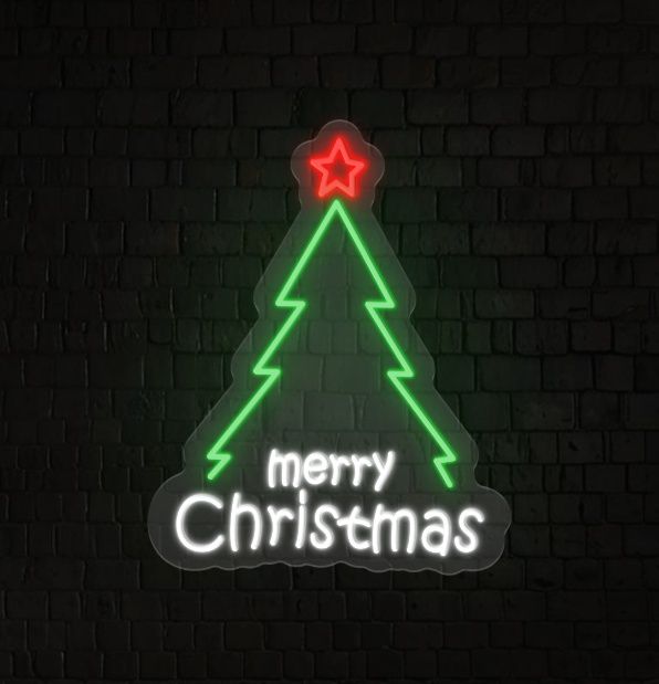 Merry Christmas Tree Neon Sign