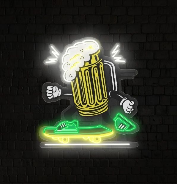 Skateboarder's Brew Neon Sign