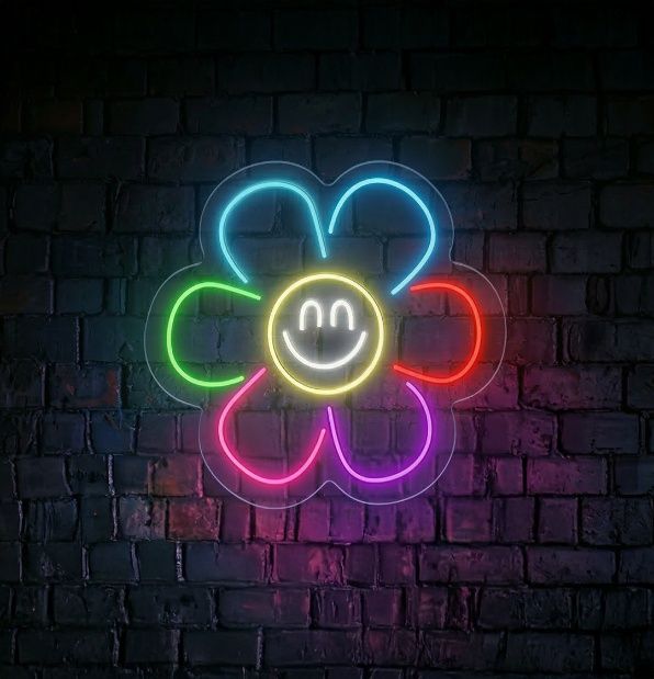 Smile Flower Neon Sign